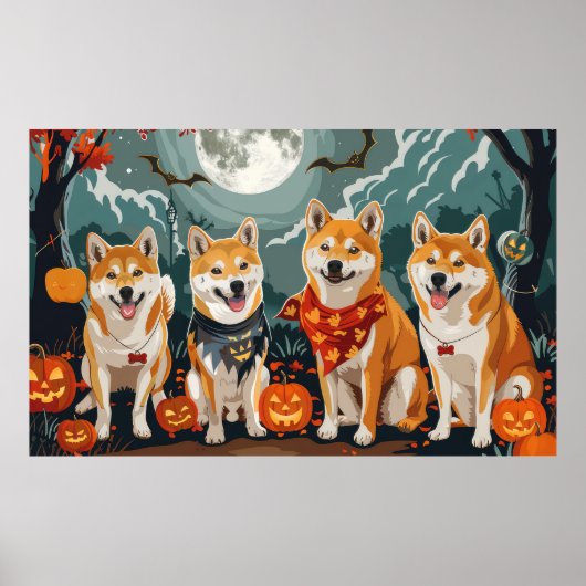 Shiba Inu Halloween Spooky Poster (Voorkant)