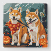 Shiba Inu Halloween Spooky Vierkante Klok (Voorkant)