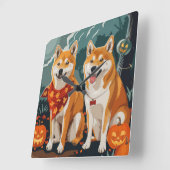 Shiba Inu Halloween Spooky Vierkante Klok (Hoek)