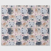 Shiba Inu Hand-Drawn Cartoon Head Cadeaupapier (Vlak)