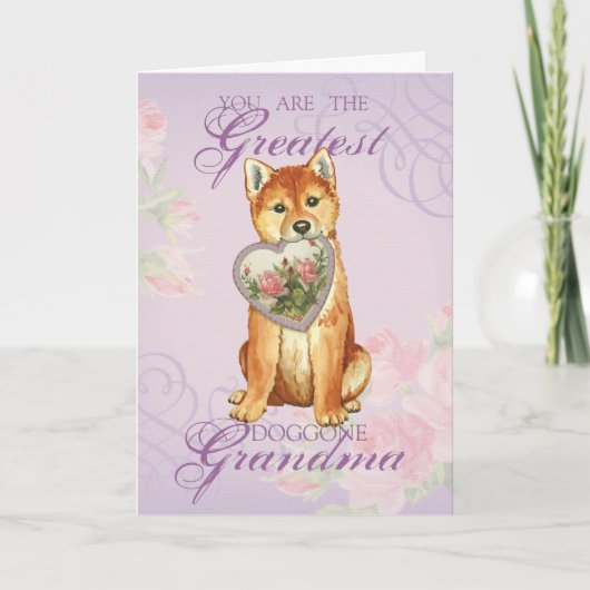 Shiba Inu Heart Grandma Kaart (Voorkant)