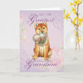 Shiba Inu Heart Grandma Kaart (Gele Bloem)