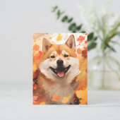 Shiba Inu Herfst Dankzegging  Briefkaart (Staand voorkant)