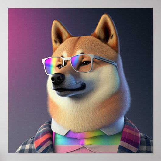 Shiba Inu Hipster Dog Poster (Voorkant)
