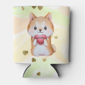 Shiba Inu Holding A Heart Blikjeskoeler (Voorkant)