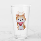 Shiba Inu Holding A Heart Glas (Voorkant)