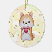 Shiba Inu Holding A Heart Keramisch Ornament (Links)
