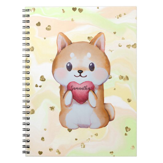 Shiba Inu Holding A Heart Notitieboek (Voorkant)