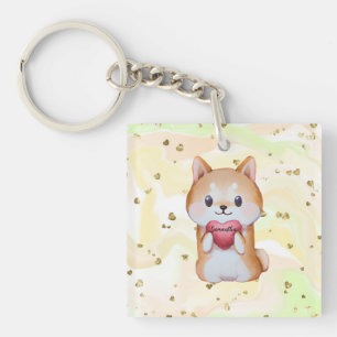 Shiba Inu Holding A Heart Sleutelhanger
