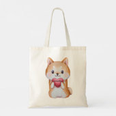 Shiba Inu Holding A Heart Tote Bag (Achterkant)