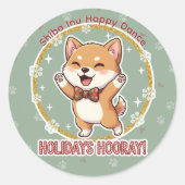 Shiba Inu Holiday Dance Sticker (Voorkant)