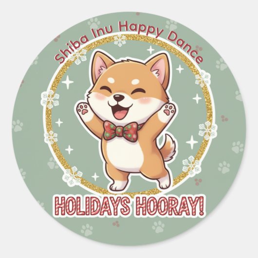 Shiba Inu Holiday Dance Sticker (Voorkant)