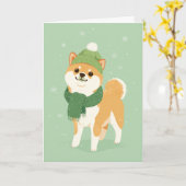 Shiba Inu Holiday Greeting Kaart (Gele Bloem)