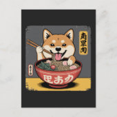Shiba Inu-hond eet Ramen  Feestdagenkaart (Voorkant)