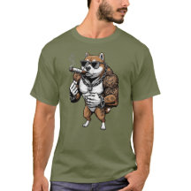 Shiba Inu-hond, gespierd, getatoeëerd, bodybuilder