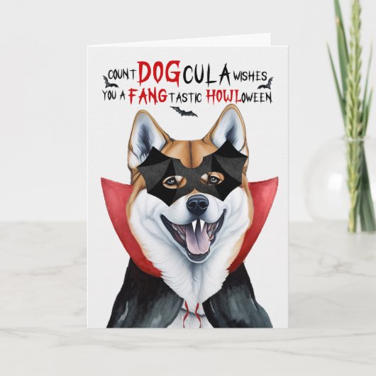 Shiba Inu Hond Grappige Count DOGcula Halloween Feestdagen Kaart (Voorkant)