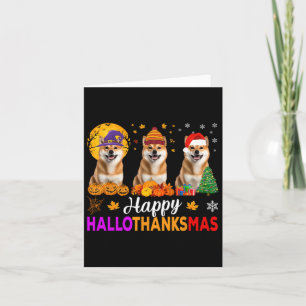 Shiba Inu Hond Halloween Kerst Hallothanksmas 1 Kaart