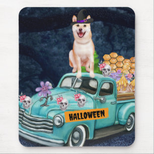 Shiba Inu Hond Halloween Vrachtwagen Schrik Nacht Muismat