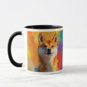 Shiba Inu hond impressionistische verf Mok (Links)