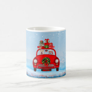 Shiba Inu-hond in auto met kerstman Koffiemok