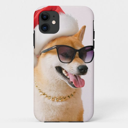 Shiba Inu-hond in de rode petten van Santa Claus Case-Mate iPhone Case (Achterkant)