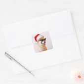 Shiba Inu-hond in de rode petten van Santa Claus Vierkante Sticker (Envelop)