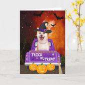 shiba inu Hond in Halloween-vrachtwagen Kaart (Gele Bloem)