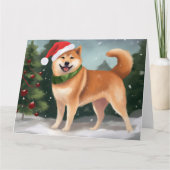 Shiba Inu Hond in Sneeuw Kerstmis Kaart (Voorkant)