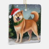 Shiba Inu Hond in Sneeuw Kerstmis Keramisch Ornament (Rechts)