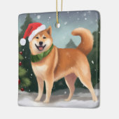 Shiba Inu Hond in Sneeuw Kerstmis Keramisch Ornament (Links)