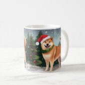 Shiba Inu Hond in Sneeuw Kerstmis Koffiemok (Voorkant rechts)