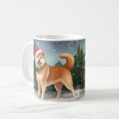 Shiba Inu Hond in Sneeuw Kerstmis Koffiemok (Voorkant links)