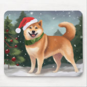 Shiba Inu Hond in Sneeuw Kerstmis Muismat (Voorkant)