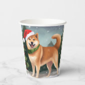 Shiba Inu Hond in Sneeuw Kerstmis Papieren Bekers (Achterkant)