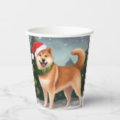 Shiba Inu Hond in Sneeuw Kerstmis Papieren Bekers (Voorkant)