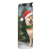Shiba Inu Hond in Sneeuw Kerstmis Thermosbeker (Gedraaid links)