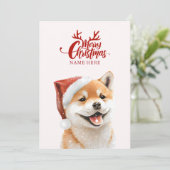 Shiba inu hond kerst feestdagenkaart (Staand voorkant)
