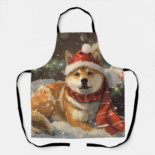 Shiba Inu Hond Kerst Festiviteit Schort (Voorkant)