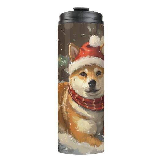 Shiba Inu Hond Kerst Festiviteit Thermosbeker (Voorkant)