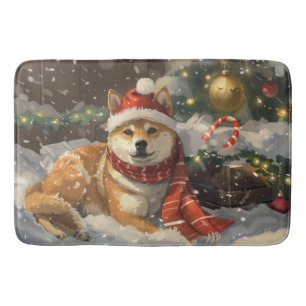 Shiba Inu Hond Kerstfeest Badmat