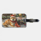 Shiba Inu Hond Kerstfeest Bagagelabel (Achterkant horizontaal)