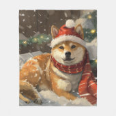 Shiba Inu Hond Kerstfeest Fleece Deken (Voorkant)