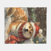 Shiba Inu Hond Kerstfeest Fleece Deken (Voorkant (Horizontaal))