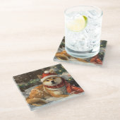 Shiba Inu Hond Kerstfeest Glazen Onderzetter (Schuin)