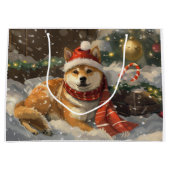 Shiba Inu Hond Kerstfeest Groot Cadeauzakje (Voorkant)