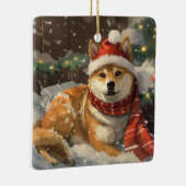 Shiba Inu Hond Kerstfeest Keramisch Ornament (Rechts)