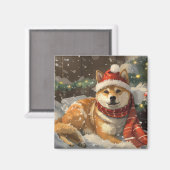Shiba Inu Hond Kerstfeest Magneet (Voorkant / Achterkant)