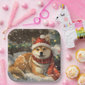 Shiba Inu Hond Kerstfeest Papieren Bordje (Feest)