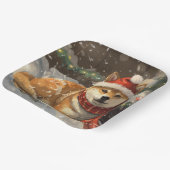 Shiba Inu Hond Kerstfeest Papieren Bordje (Gebogen)
