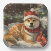 Shiba Inu Hond Kerstfeest Papieren Bordje (Voorkant)